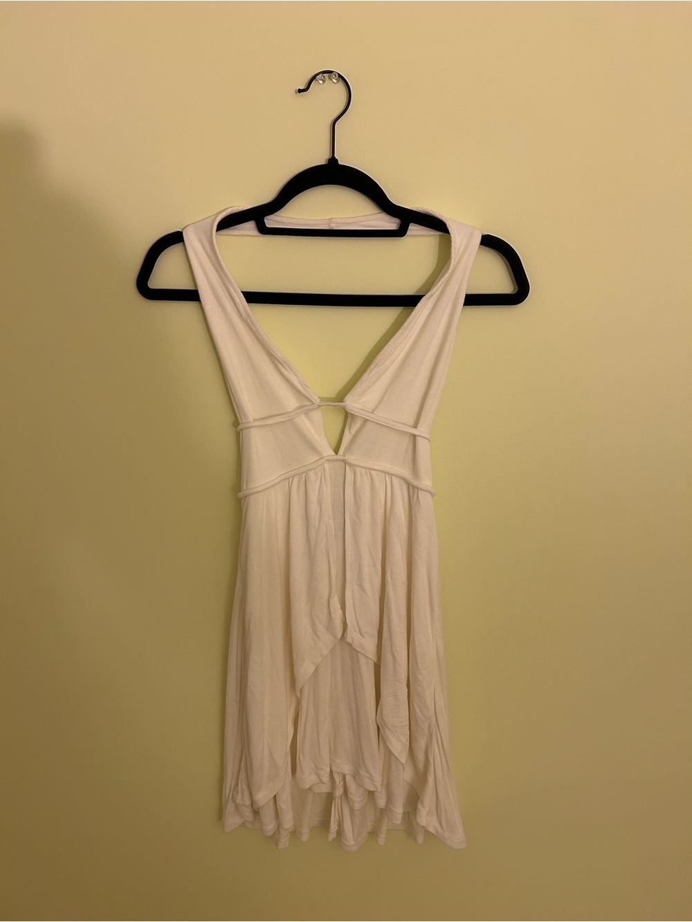 Free People Cream Asymmetrical V-Back Layered Sundress